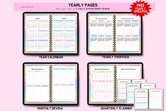 Yearly Pages, Year Calendar and Quarterly Planner